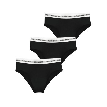 Björn Borg Trusser 3P Logo High Waist Brief Sort bomuld X-Large Dame
