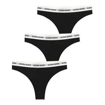 Björn Borg Trusser 3P Logo Thong Sort bomuld Small Dame