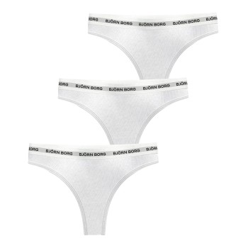 Björn Borg Trusser 3P Logo Thong Hvid bomuld X-Small Dame