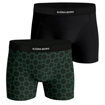 Björn Borg 2P Premium Cotton Stretch Boxer Sort/Grøn bomuld Large Herre
