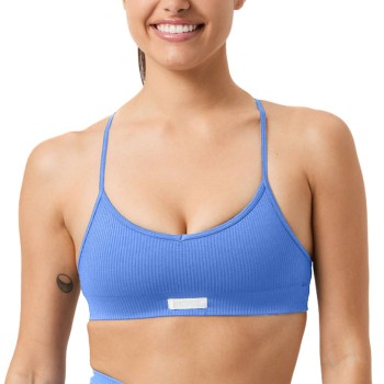 Björn Borg BH Studio Seamless Ribbed Strap Bra Blå polyamid Medium Dame