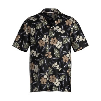 BOSS Beach Shirt Sort Mønster viskose X-Large Herre