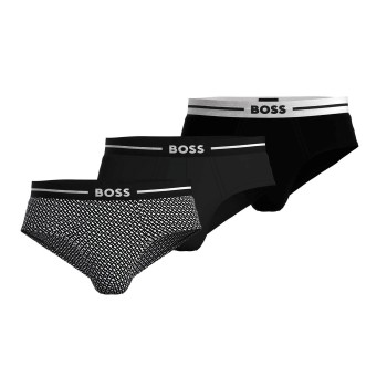 BOSS 9P Bold Design Hip Brief Sort/Hvid bomuld X-Large Herre