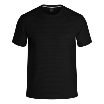 BOSS Rib T Shirt Sort bomuld Medium Herre