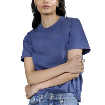 Bread & Boxers Bread and Boxers Crew Neck Regular Denimblå økologisk bomuld X-Small Dame