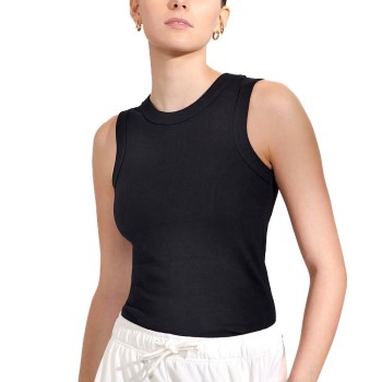 Bread & Boxers Bread and Boxers Tank Crew Neck Ribbed Sort økologisk bomuld Medium Dame