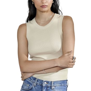 Bread & Boxers Bread and Boxers Tank Crew Neck Ribbed Sand økologisk bomuld Large Dame