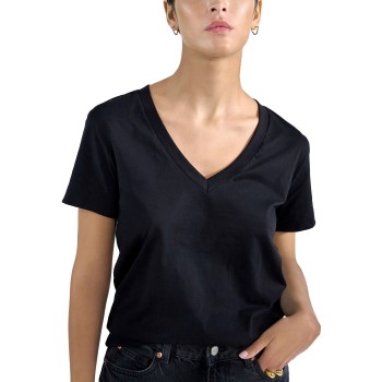 Bread & Boxers Bread and Boxers V-Neck Regular Tee Sort økologisk bomuld X-Large Dame