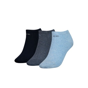 Calvin Klein Legwear Calvin Klein Strømper 3P Chloe Cotton CK Logo Liner Socks Blå/Grå One Size Dame