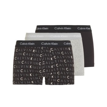 Calvin Klein 3P Cotton Stretch Low Rise Trunks Sort Mønster bomuld X-Small Herre