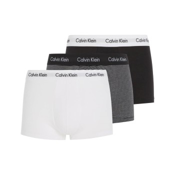 Calvin Klein 3P Cotton Stretch Low Rise Trunks Sort stribet bomuld X-Large Herre