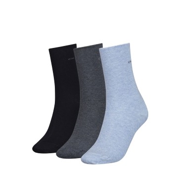 Calvin Klein Legwear Calvin Klein Strømper 3P Emma Roll Top Crew Socks Blå/Grå One Size Dame