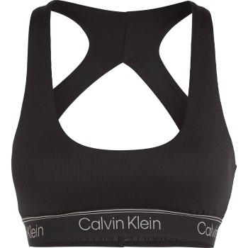 Calvin Klein BH Sport Ribbed Medium Impact Sport Bra Sort polyester Medium Dame