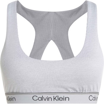 Calvin Klein BH Sport Ribbed Medium Impact Sport Bra Grå polyester Medium Dame