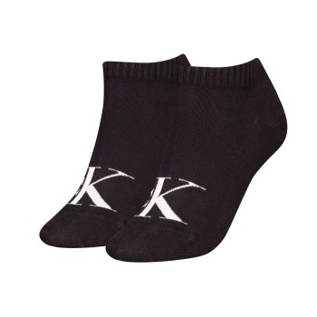 Calvin Klein Strømper 2P Women Monogram Sneaker Socks Sort Str 39/42 Dame