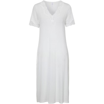 Damella Bamboo Plain Lace Short Sleeve Nightdress Elfenben Bambus Large Dame