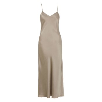 Damella Long Silk Nightdress Nougat silke Large Dame