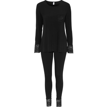 Se Damella Viscose Plain Pyjamas Set Sort viskose X-Large Dame ved Timarco
