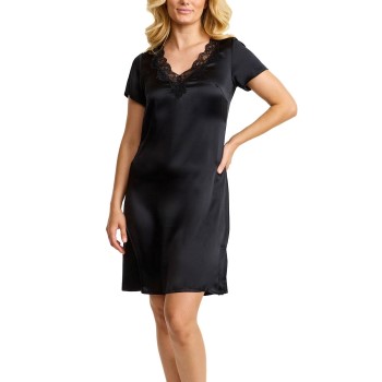 Damella Woven Silk Plain Nightdress Sort silke Large Dame