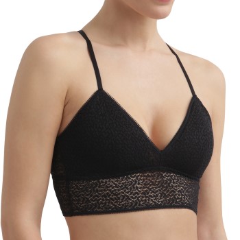 DKNY BH Modern Lace Racerback Longline Bralette Sort nylon Large Dame