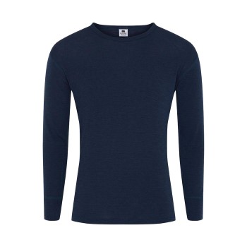 Dovre Wool Long Sleeve T-Shirt Marineblå uld Small Herre