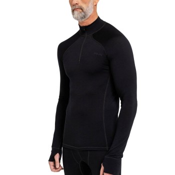 Dovre Wool Zip Single Jersey Sort uld XX-Large Herre