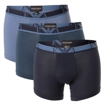 Se Emporio Armani 3P Monogram Cotton Boxers Blå bomuld Small Herre ved Timarco
