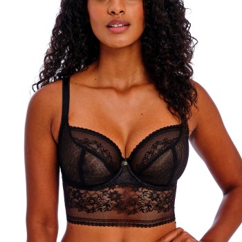 Se Freya Bh Sydnie Underwired Longline Bra Sort H 60 Dame ved Timarco