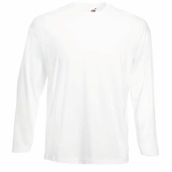 Fruit of the Loom Valueweight Long Sleeve T Hvid bomuld X-Large Herre
