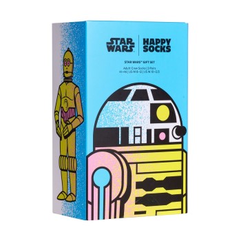 Happy socks Strømper 3P Star Wars C-3PO And R2-D2 Gift Box Sort mønstret bomuld Str 36/40