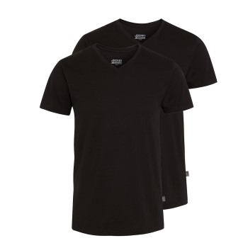 Jockey 2P V-Neck T-Shirt Sort bomuld Large Herre