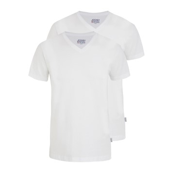 Jockey 2P V-Neck T-Shirt Hvid bomuld Large Herre