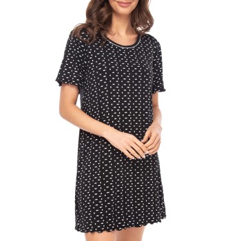 Se Lady Avenue Short Sleeve Bamboo Nightdress Sort Mønster Bambus X-Large Dame ved Timarco