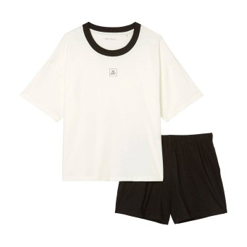 Marc O'Polo Marc O Polo Organic Cotton Short Pyjama Set Hvid/Sort bomuld Large Dame
