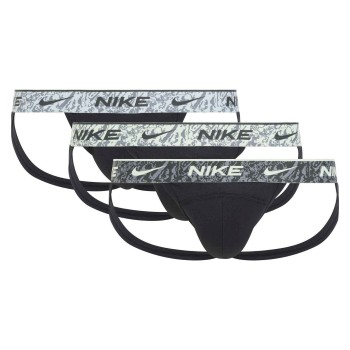 Nike 3P Everyday Cotton Stretch Jockstrap Sort/Grå bomuld Small Herre