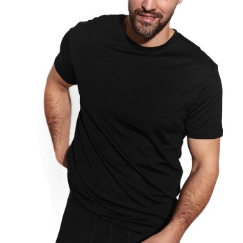 Panos Emporio Wool Tencel Short Sleeve Top Sort XX-Large Herre