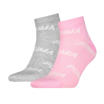Puma Strømper 2P BWT Quarter Sock Rosa/Grå Str 35/38