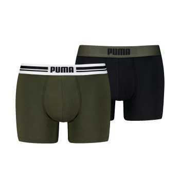 Puma 2P Everyday Placed Logo Boxer Sort/Grøn bomuld Small Herre