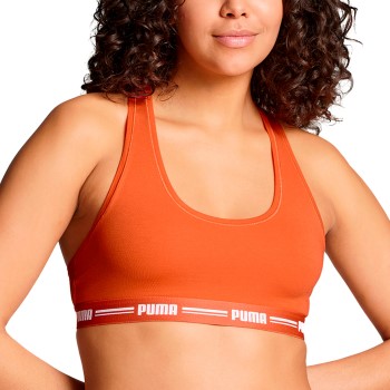 Puma BH Iconic Racer Back Bra Orange Large Dame