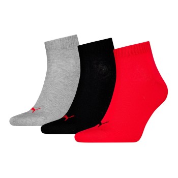 Puma Strømper 3P Quarter Socks Rød/Grå Str 35/38