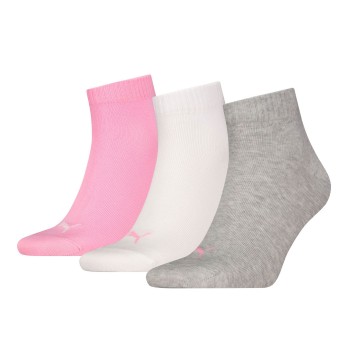 Puma Strømper 3P Quarter Socks Rosa/Grå Str 39/42