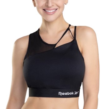 Reebok BH Alura Cut Out Crop Top Sort polyester Medium Dame