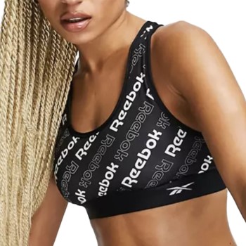 Reebok BH Bobbie Sports Crop Top Sort mønstret Small Dame