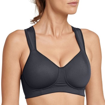 Schiesser BH Active Sport Medium Support Bra Antracit C 80 Dame