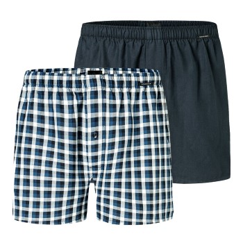 Schiesser 2P Boxershorts multipack Lyseblå Ternet bomuld Small Herre