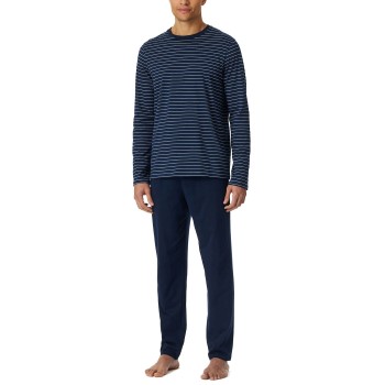 Schiesser Casual Essentials Long Pyjama Round Neck Mørkblå bomuld Medium Herre