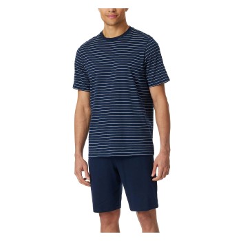 Schiesser Casual Essentials Short Sleeve Pyjama Mørkblå bomuld Large Herre