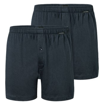 Schiesser 2P Long Boxershorts Mørkblå bomuld 5XL Herre