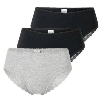 Schiesser 3P Modern Brazillian Slips Sort/Grå bomuld 38 Herre