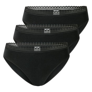 Schiesser Trusser 3P Modern Lace Rio Briefs Sort bomuld 36 Dame